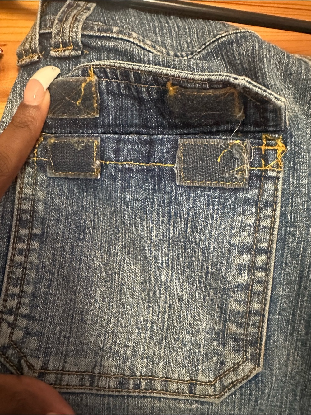 BONGO Blue Paneled Denim Mini Skirt with Buckle Belt - Picture 5 of 6